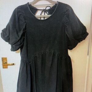 F&F Black Balloon Sleeve Empire Waist Kids Dress